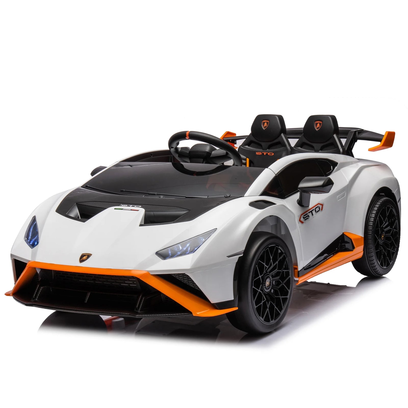 Lamborghini 24 V Ride on Sports Car with Remote Control, Licensed Lamborghini STO Battery Powered Ride on Toy Cars W/Dynamic Music/360° Spin/Drift/Bluetooth/Led Light, Electric Car for Kids 3-8, Gray