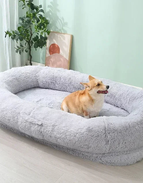 Load image into Gallery viewer, Human Dog Kennel Plush round Pet Kennel Dog Bed Winter Warm Sponge Dog Pads Pet Supplies Pet Mattresses
