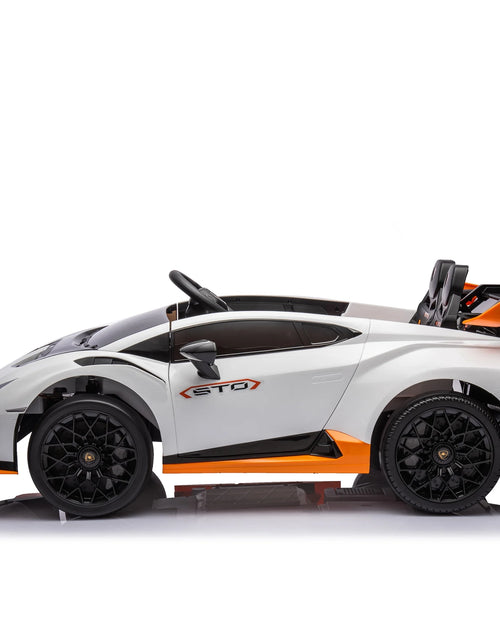 Load image into Gallery viewer, Lamborghini 24 V Ride on Sports Car with Remote Control, Licensed Lamborghini STO Battery Powered Ride on Toy Cars W/Dynamic Music/360° Spin/Drift/Bluetooth/Led Light, Electric Car for Kids 3-8, Gray
