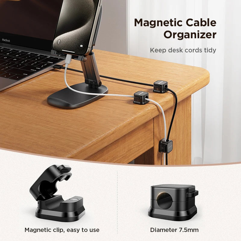 Magnetic Cable Clips Cable Smooth Adjustable Cord Holder under Desk Cable Management Wire Keeper Cable Organizer Holder