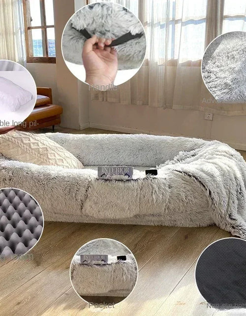 Load image into Gallery viewer, Human Dog Kennel Plush round Pet Kennel Dog Bed Winter Warm Sponge Dog Pads Pet Supplies Pet Mattresses
