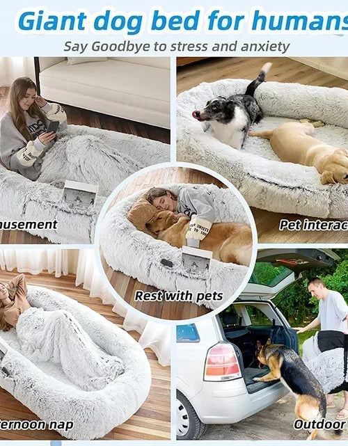 Load image into Gallery viewer, Human Dog Kennel Plush round Pet Kennel Dog Bed Winter Warm Sponge Dog Pads Pet Supplies Pet Mattresses
