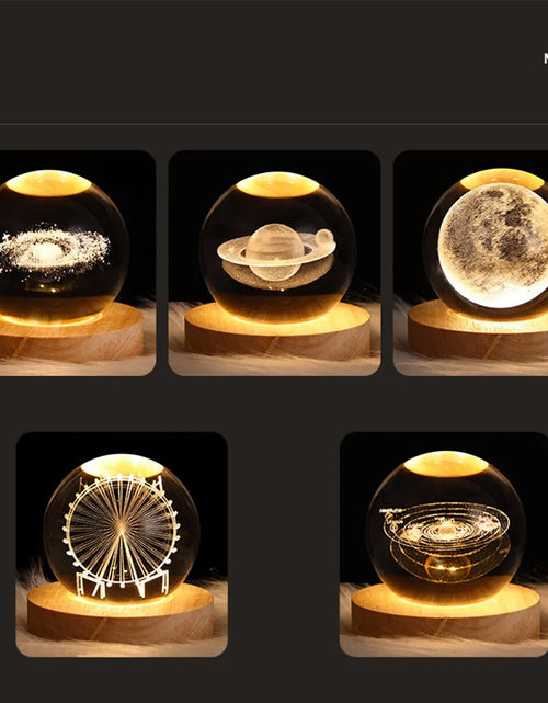 Load image into Gallery viewer, USB LED Night Light, Galaxy Crystal Ball Lamp, 3D Planet Moon Lamp, Home Decoration
