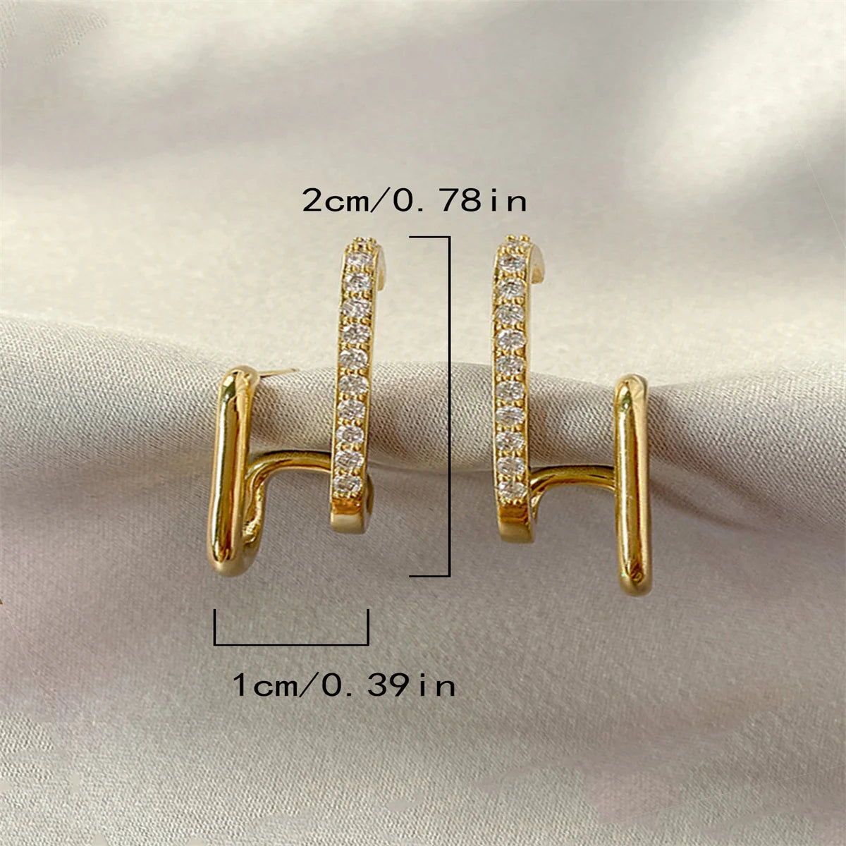 New Design Irregular U-Shaped Gold Color Earrings for Women Korean Luxury Crystal Earring Girl Wedding Party Jewelry Accessories