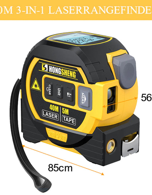 Load image into Gallery viewer, 3 in 1 Laser Tape Measure Rangefinder 5M Tape Ruler Infrared High-Precision Intelligent Electronic Ruler Building Distance Meter
