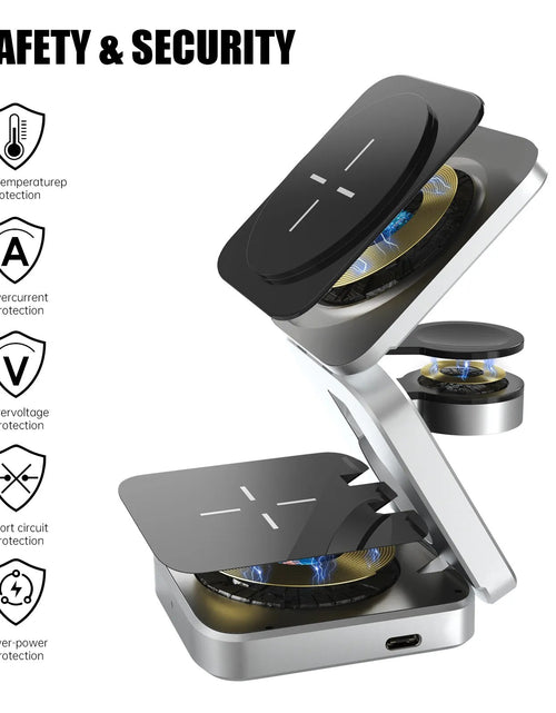 Load image into Gallery viewer, 3 in 1 Foldable Magnetic Wireless Charger Stand for Iphone 15, 14, 13 Pro/Max/Plus, Airpods 3/2 Station Dock Fast Charger Holder
