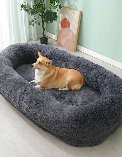 Load image into Gallery viewer, Human Dog Kennel Plush round Pet Kennel Dog Bed Winter Warm Sponge Dog Pads Pet Supplies Pet Mattresses
