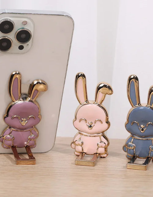 Load image into Gallery viewer, Universal Finger Ring Phone Holder Desktop Ultra-Thin Cartoon Rabbit Phone Stand Foldable Buckle Adhesive Pull Rod Support Frame
