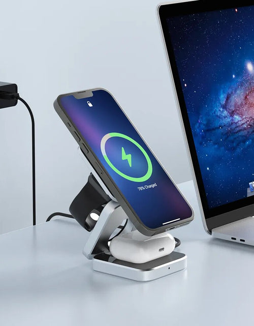 Load image into Gallery viewer, 3 in 1 Foldable Magnetic Wireless Charger Stand for Iphone 15, 14, 13 Pro/Max/Plus, Airpods 3/2 Station Dock Fast Charger Holder
