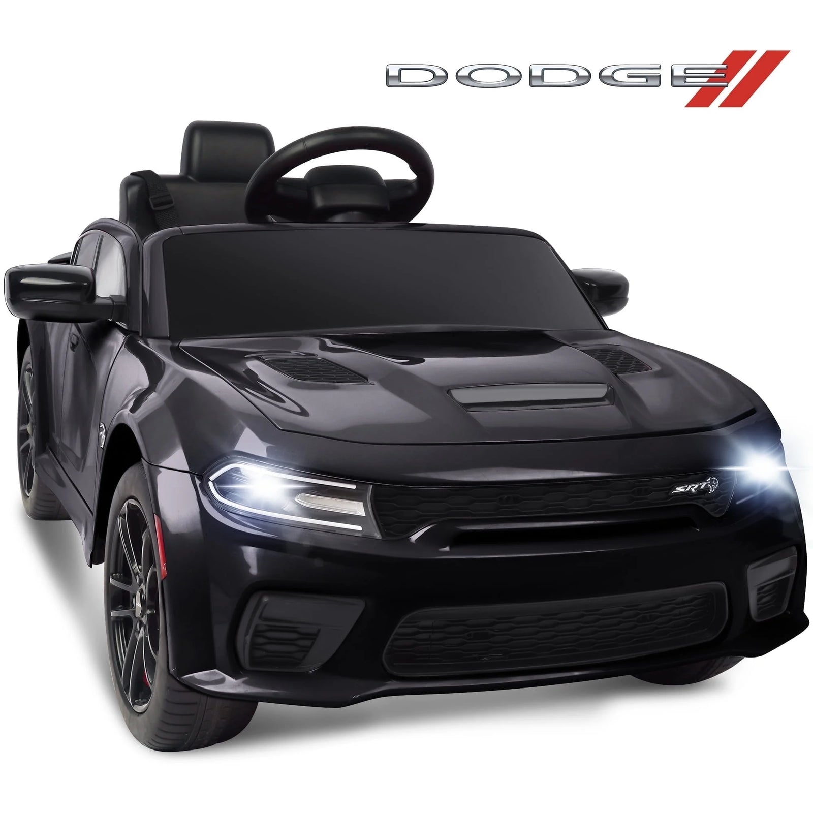 Dodge Electric Ride on Cars for Kids, 12 V Licensed Dodge Charger SRT Powered Ride on Toys Cars with Parent Remote Control, Electric Car for Girls 3-5 W/Music Player/Led Headlights/Safety Belt, Black