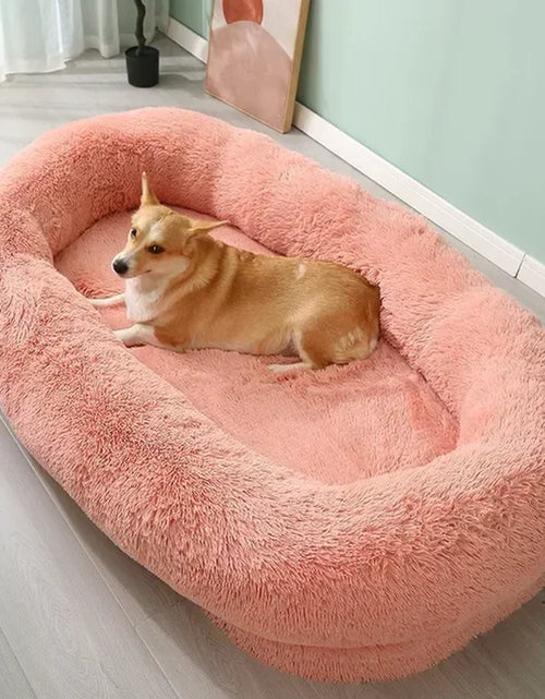 Load image into Gallery viewer, Human Dog Kennel Plush round Pet Kennel Dog Bed Winter Warm Sponge Dog Pads Pet Supplies Pet Mattresses
