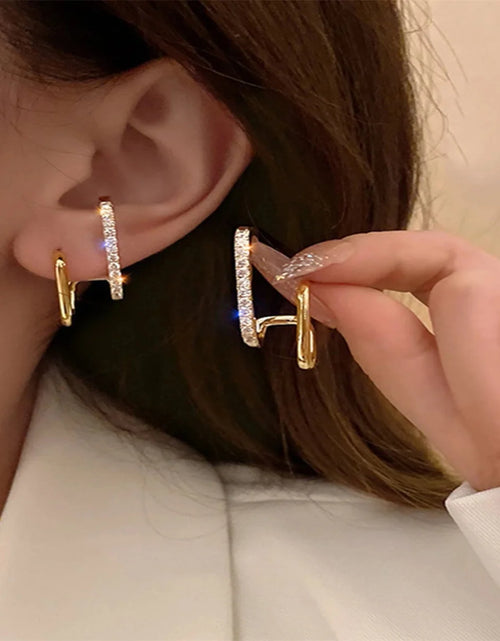 Load image into Gallery viewer, New Design Irregular U-Shaped Gold Color Earrings for Women Korean Luxury Crystal Earring Girl Wedding Party Jewelry Accessories
