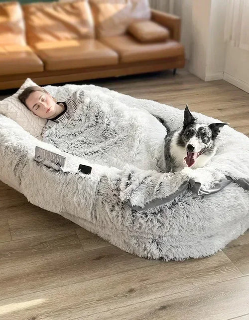 Load image into Gallery viewer, Human Dog Kennel Plush round Pet Kennel Dog Bed Winter Warm Sponge Dog Pads Pet Supplies Pet Mattresses
