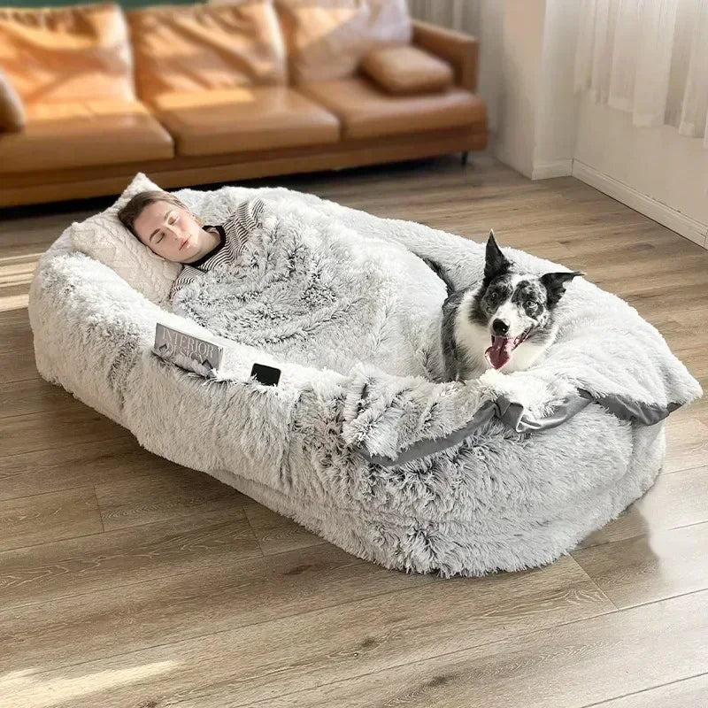 Human Dog Kennel Plush round Pet Kennel Dog Bed Winter Warm Sponge Dog Pads Pet Supplies Pet Mattresses