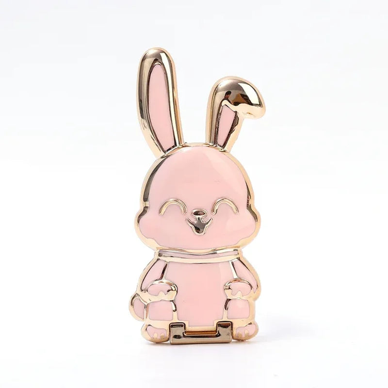 Universal Finger Ring Phone Holder Desktop Ultra-Thin Cartoon Rabbit Phone Stand Foldable Buckle Adhesive Pull Rod Support Frame