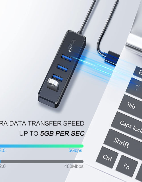 Load image into Gallery viewer, H302S USB 3.0 Hub for Laptop with 2Ft Long Cable, Multi Port Expander, Fast Data Transfer USB Splitter Compatible with Windows PC, Mac, Printer, Mobile HDD
