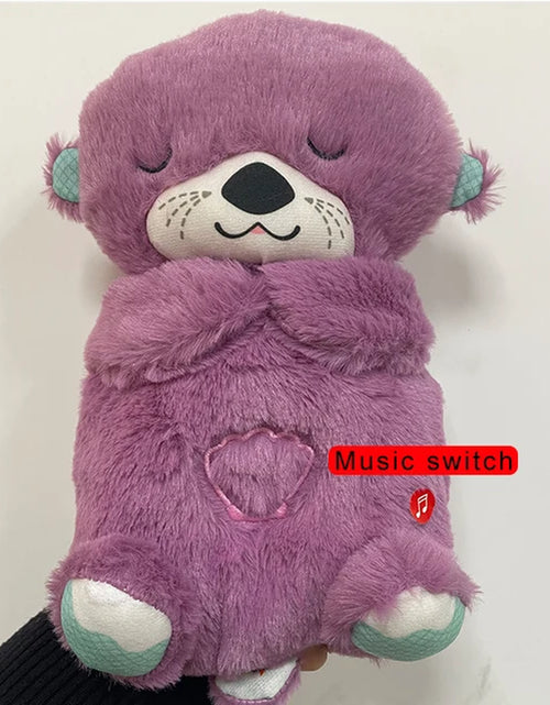 Load image into Gallery viewer, Baby Breathing Bear Baby Soothing Otter Plush Doll Toy Baby Kids Soothing Music Sleeping Companion Sound and Light Doll Toy Gift
