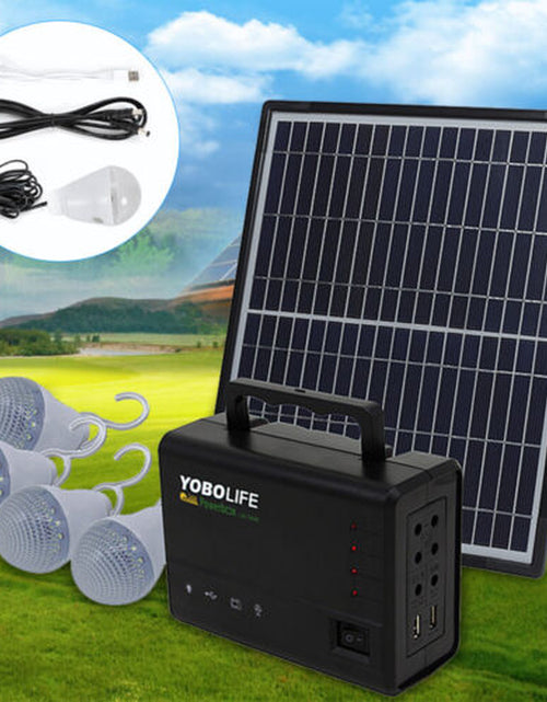 Load image into Gallery viewer, Solar Panel Kit Power Generator | Portable Battery Pack Power Station W/ 4 Bulbs
