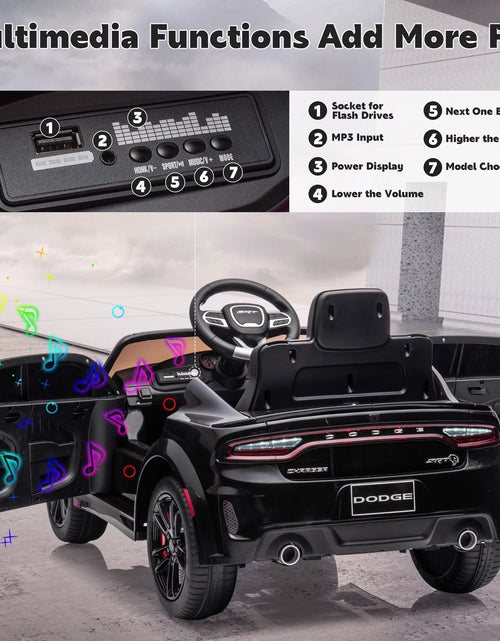 Load image into Gallery viewer, Dodge Electric Ride on Cars for Kids, 12 V Licensed Dodge Charger SRT Powered Ride on Toys Cars with Parent Remote Control, Electric Car for Girls 3-5 W/Music Player/Led Headlights/Safety Belt, Black
