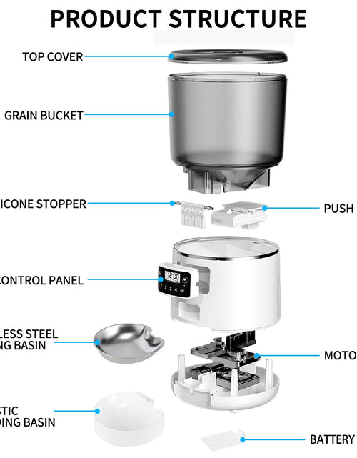 Load image into Gallery viewer, Automatic Cat Feeder, 4L Dual Power Pet Feeder Automatic Dry Food Dispenser, Control 1-4 Meals a Day, Automatic Dog Feeder
