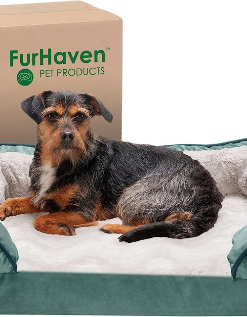 Load image into Gallery viewer, Pet Bed for Dogs and Cats - Plush and Velvet Waves Perfect Comfort Sofa-Style Memory Foam Dog Bed, Removable Machine Washable Cover - Celadon Green, Medium
