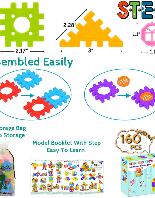 Load image into Gallery viewer, 160-Piece Tiles Building Blocks Set, 3D Tiles for Kids Boys Girls, Educational Playset STEM Toys for Toddlers
