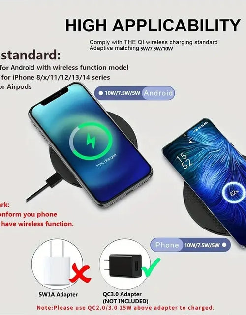 Load image into Gallery viewer, 10W Wireless Charger Pad Stand Desktop Ultra-Thin Mobile Phone Fast Charging Dock Station for Iphone 14 13 12 11 Samsung Xiaomi
