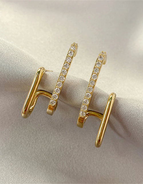 Load image into Gallery viewer, New Design Irregular U-Shaped Gold Color Earrings for Women Korean Luxury Crystal Earring Girl Wedding Party Jewelry Accessories
