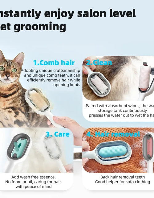 Load image into Gallery viewer, Double Sided Pet Cleaning Hair Removal Comb Long Hair Cat Dog Grooming Brush with 100Pcs Cotton Tissue Kitten Brush Pet Supplies
